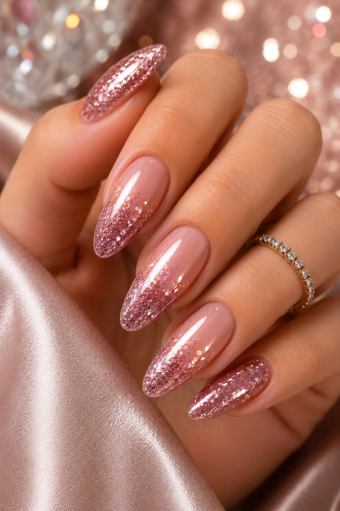 Soft nude gel manicure with glossy finish