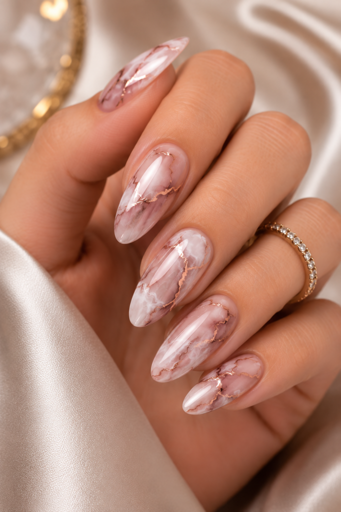 Soft nude gel manicure with glossy finish