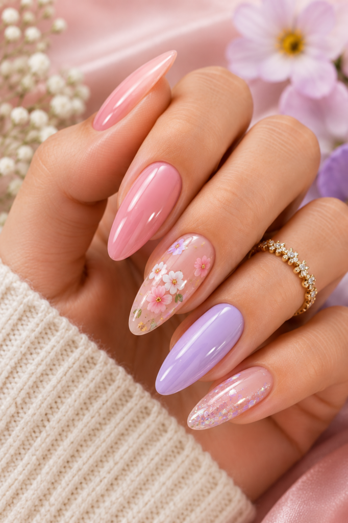 Glitter ombre gel nails with elegant sparkle